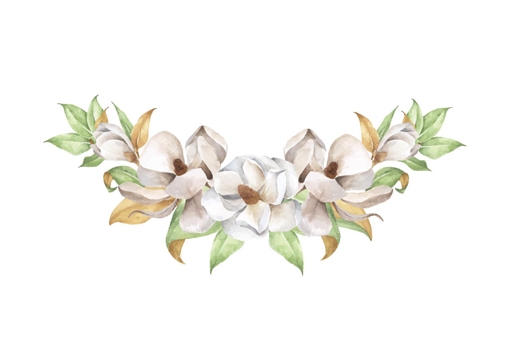 ترکیب گل آبرنگی: دسته‌گل لطیف ماگنولیا.