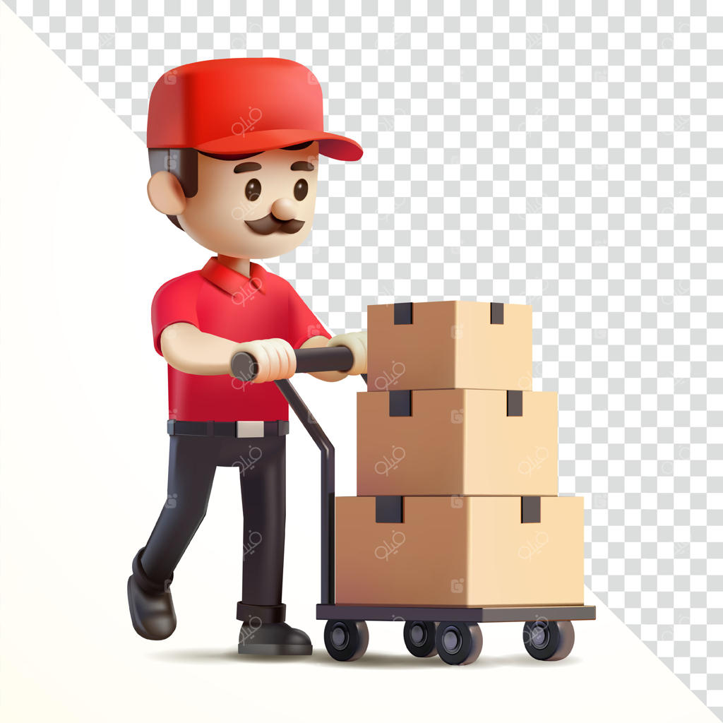 پیک کالا با چرخ دستی و جعبه‌های مقوایی: مناسب برای تجارت و عناصر طراحی