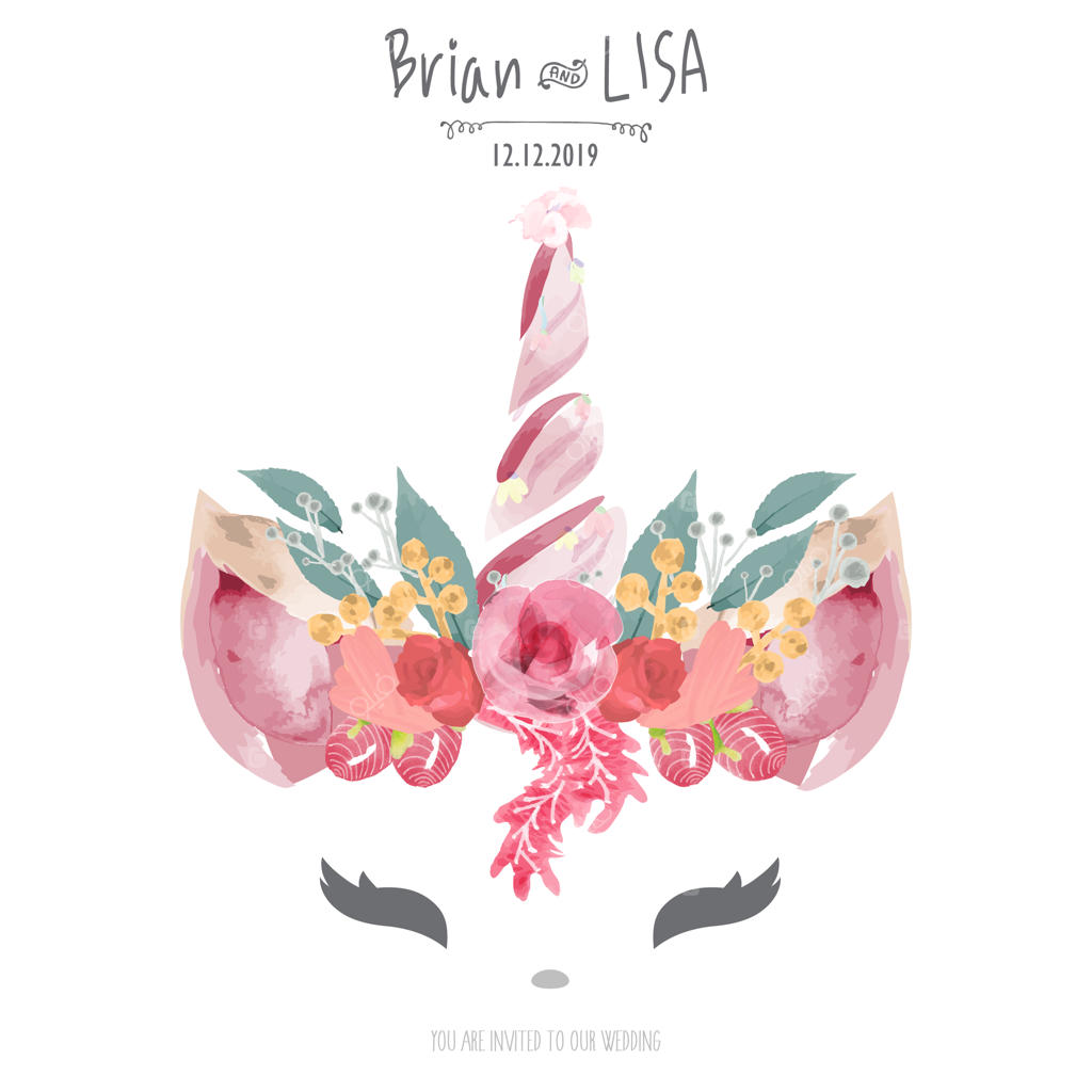 کارت عروسی گلدار زیبا با طرح گربه‌ای.