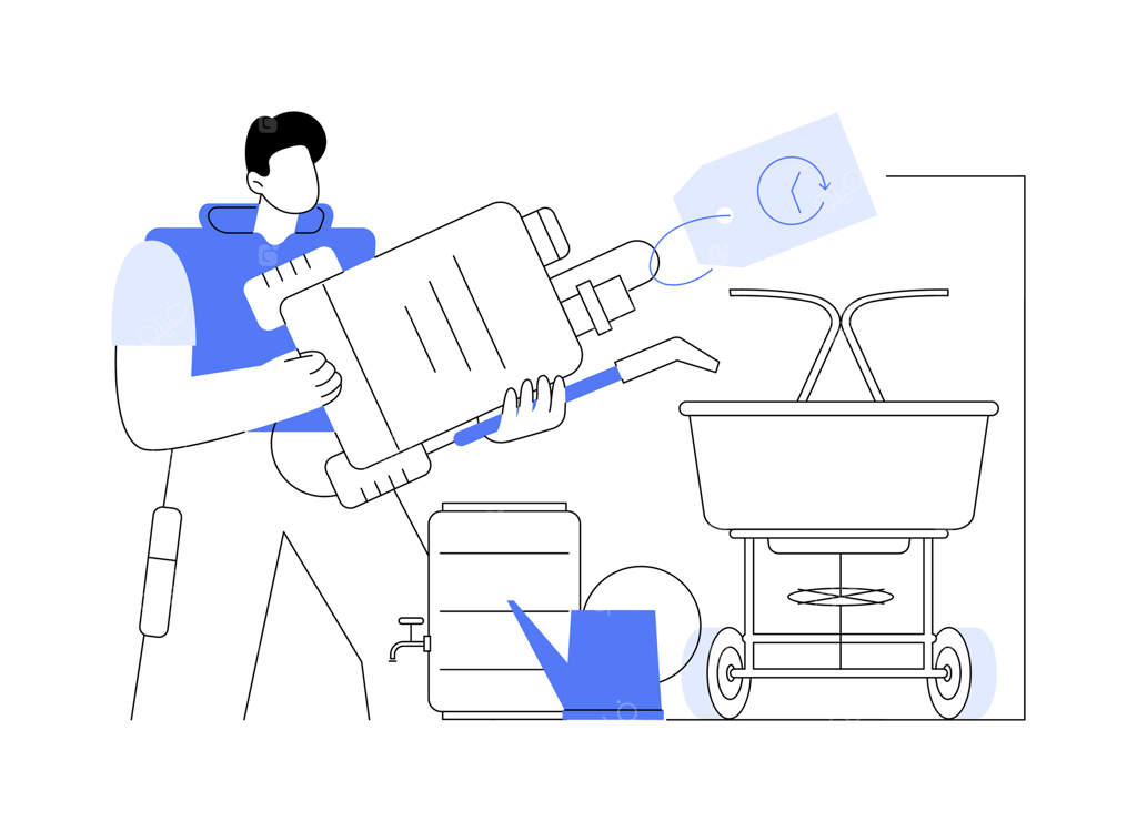 تصاویر کارتونی اجاره تجهیزات باغ و چمن.