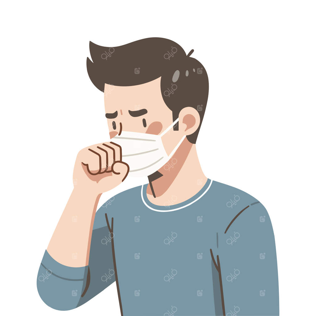 تصویر وکتور شخص در حال سرفه به سبک طراحی ساده و تخت