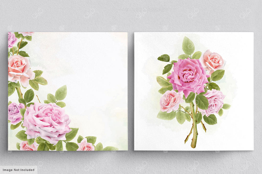 دسته گل زیبای آبرنگی از رزها