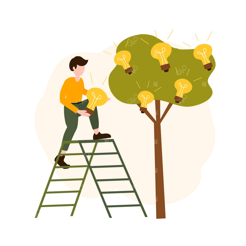 درختی با لامپ‌ها: استعاره‌ای برای تولد ایده‌های خلاقانه و جستجوی راه‌حل‌های جدید