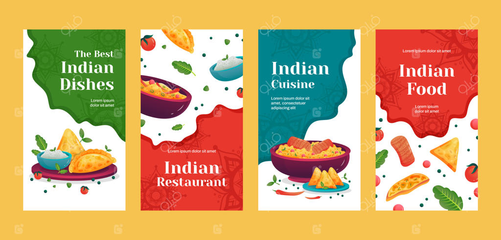 مجموعه استوری‌های اینستاگرام رستوران هندی گرادینت