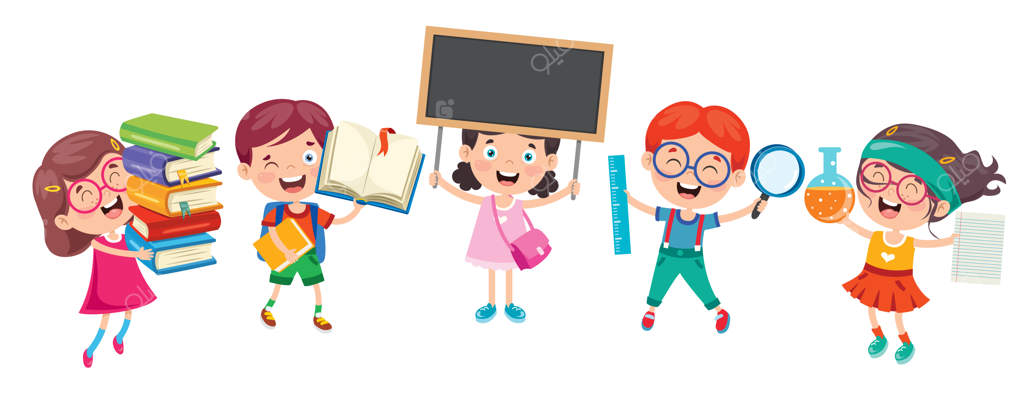 کودکان شاد و بامزه کارتونی در مدرسه