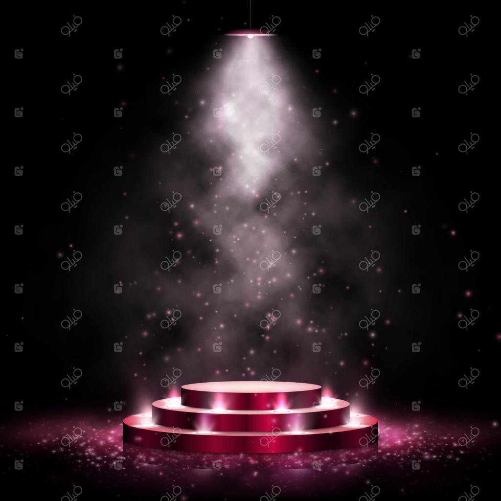 صحنه‌ای برای مراسم اهدای جوایز در پس‌زمینه تیره