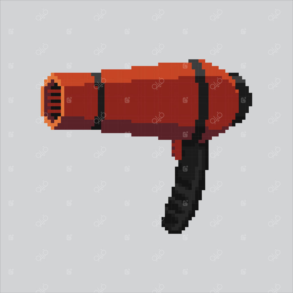 تصویر پیکسل آرت سشوار. سشوار پیکسل‌شده. سشوار آرایشگاهی مناسب برای بازی و آیکن پیکسل آرت وب‌سایت. سبک قدیمی و نوستالژیک.