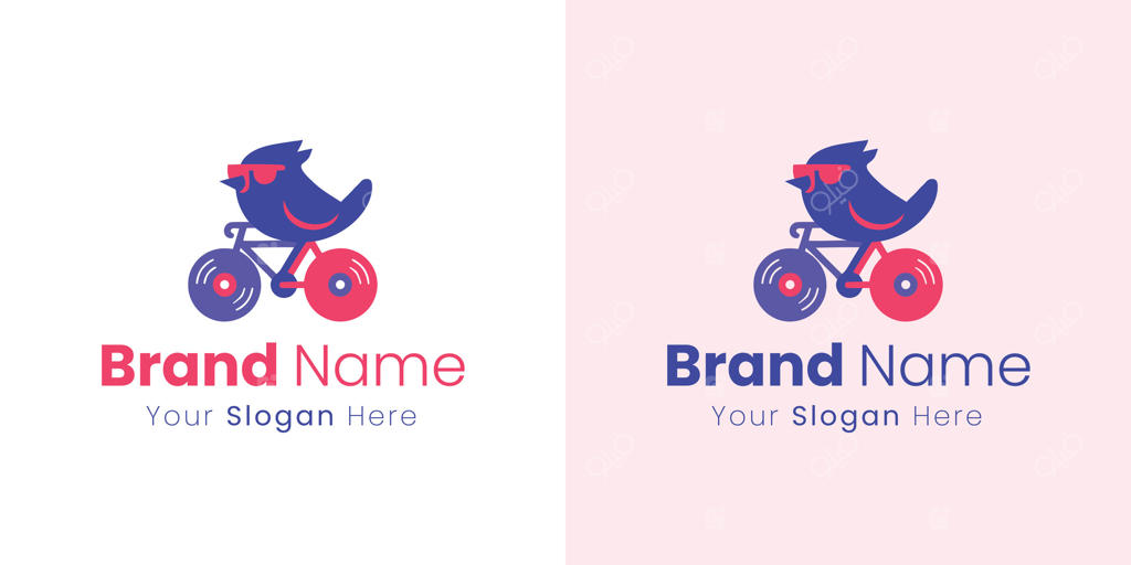 طراحی لوگوی منحصر به فرد پرنده بر روی دوچرخه برای خدمات خلق هویت تجاری خلاقانه و خاص