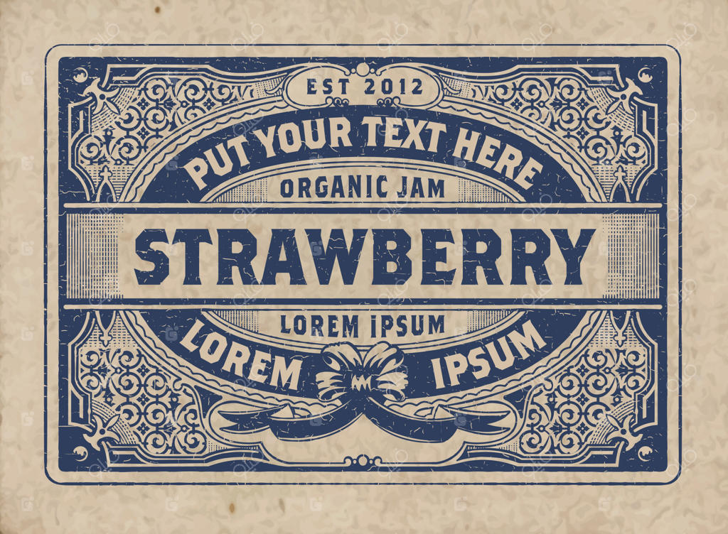 برچسب وینتیج مربای ارگانیک با نقوش گل