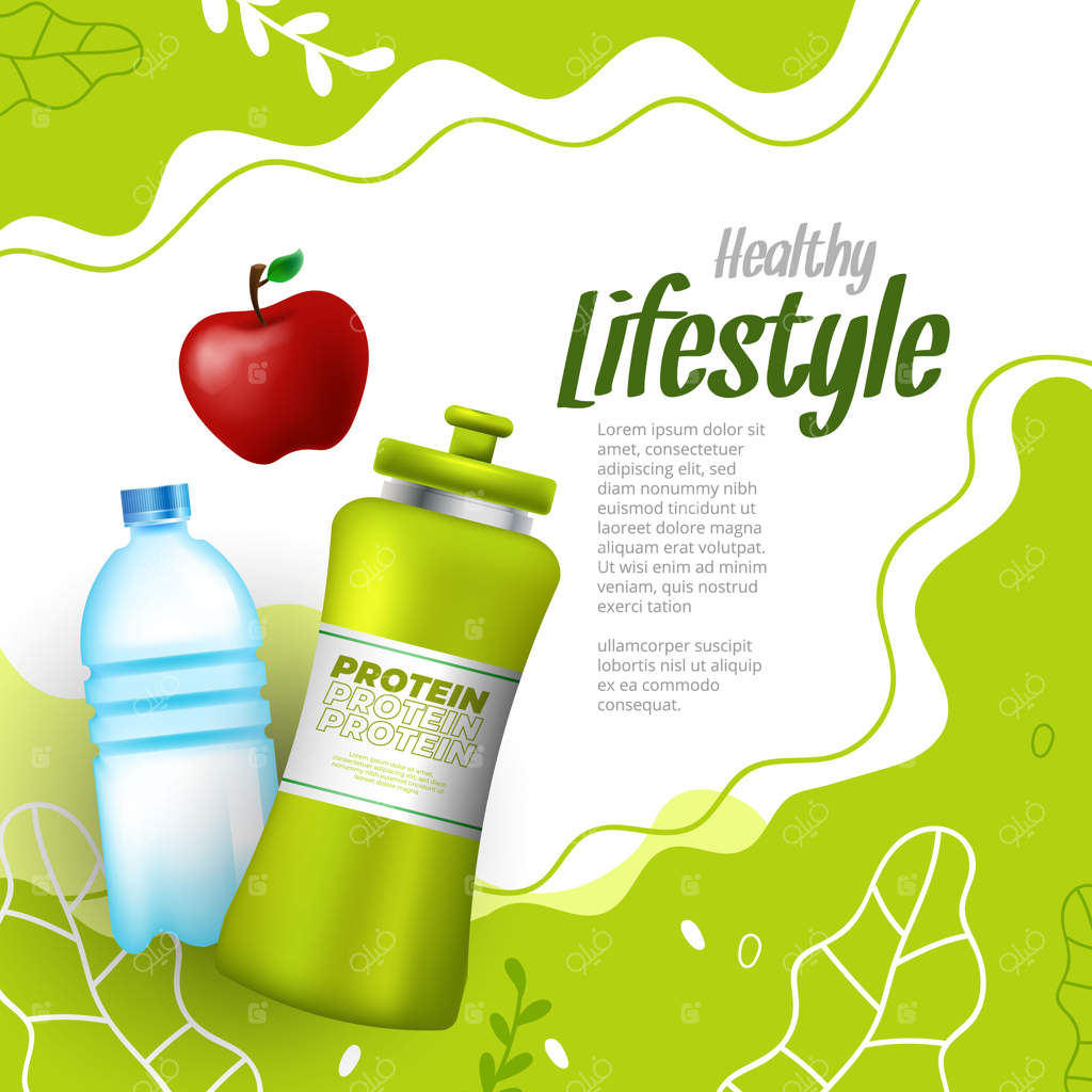 بنر سبک زندگی سالم با عناصر نمادین سلامتی