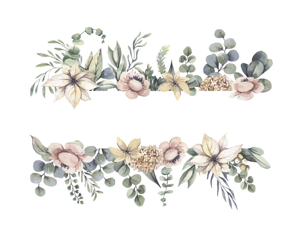 قاب نقاشی آبرنگی با گل‌های صورتی.