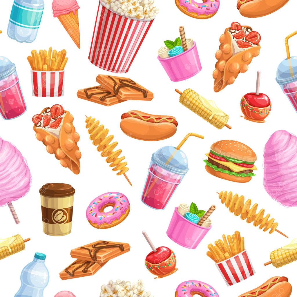 پترن یکپارچه غذاهای خیابانی.