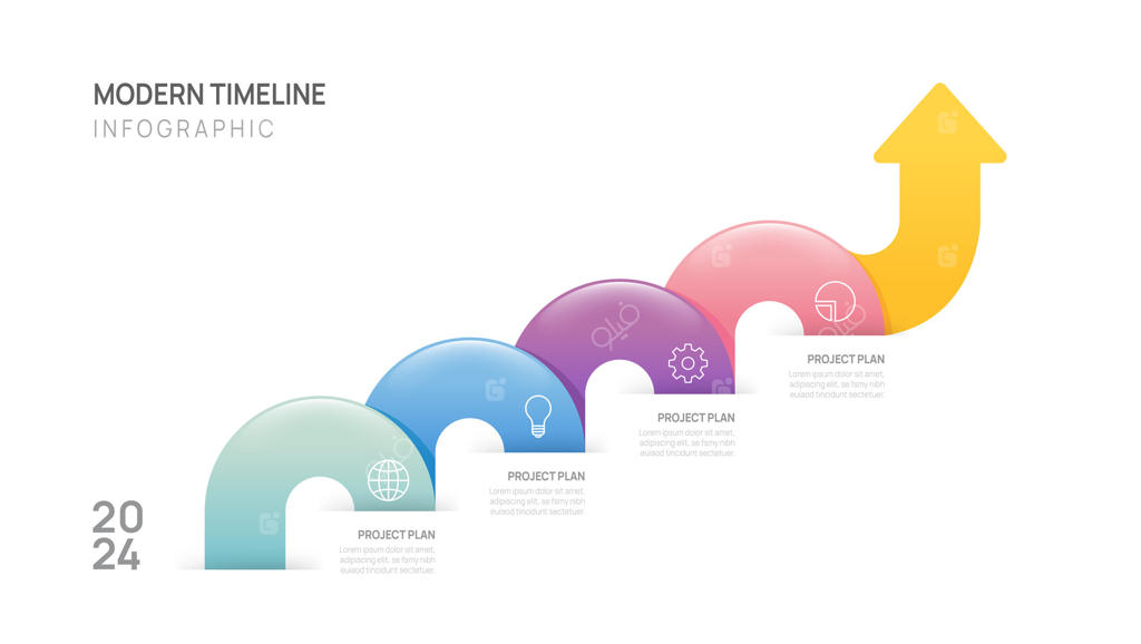 اینفوگرافیک تجاری: نمودار رشد و پیشرفت مالی تا سال ۲۰۲۴.