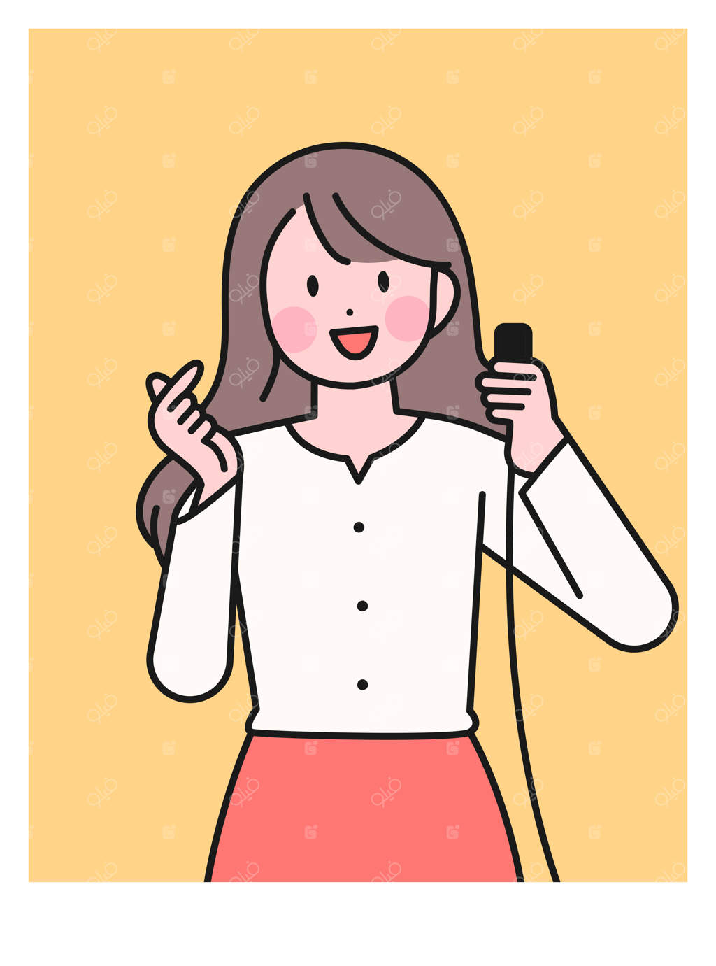 زنی که با دوربین سلفی و نشان قلب با انگشت عکس می‌گیرد