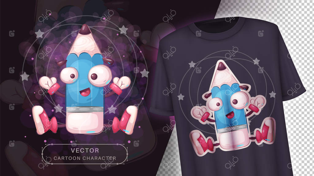 شخصیت کارتونی شاد با طراحی مدادی