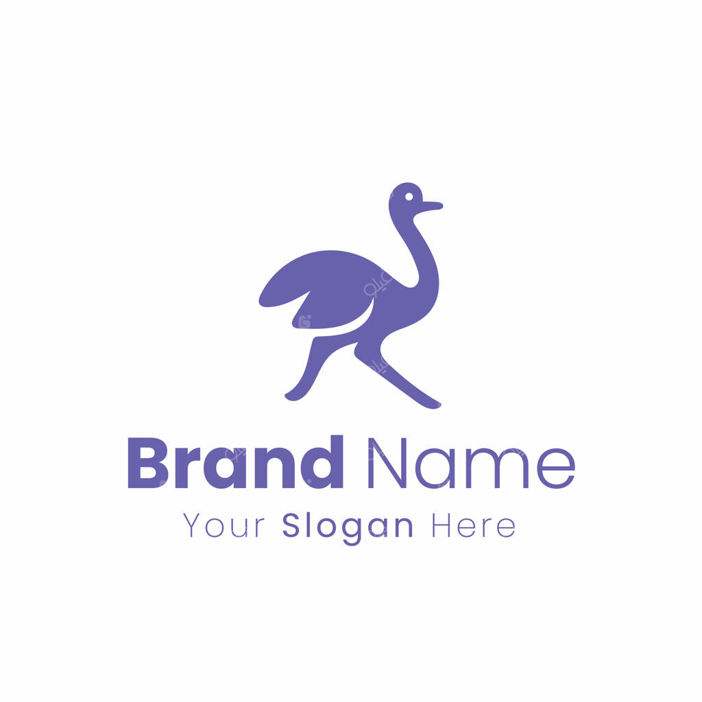 طراحی لوگوی خلاقانه سیلوئت شترمرغ برای هویت برند تجاری مدرن