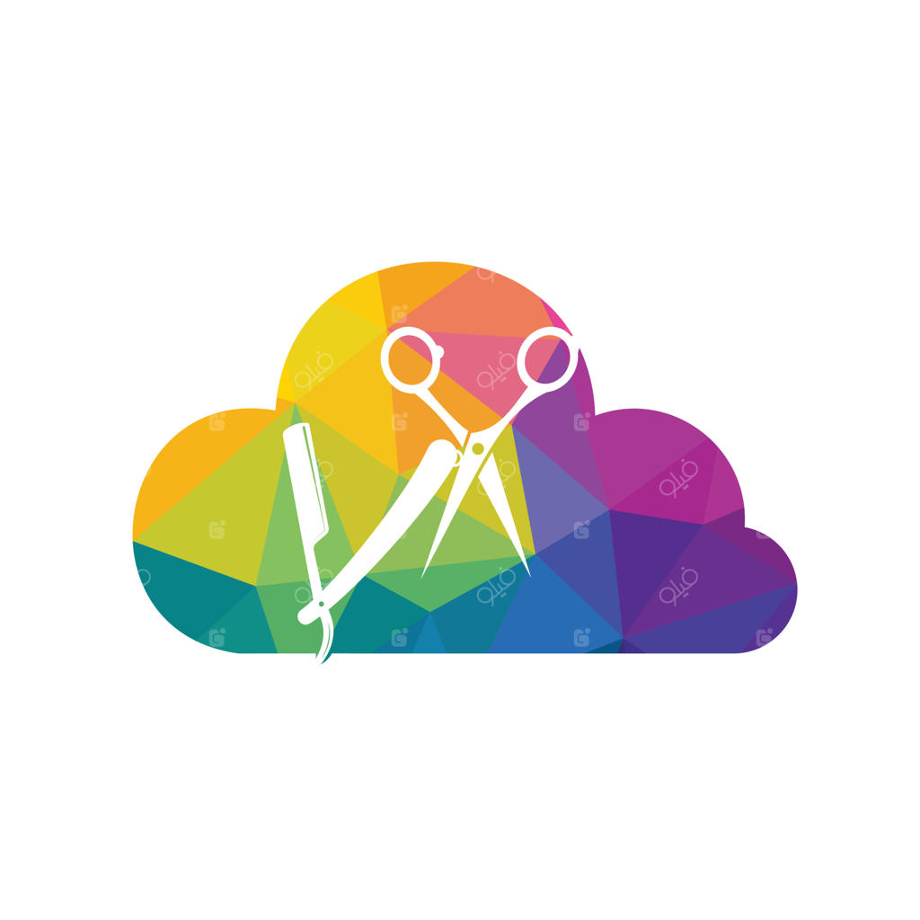 لوگوی آرایشگاه و سلمانی: طراحی آیکون "ابر آرایشگر"