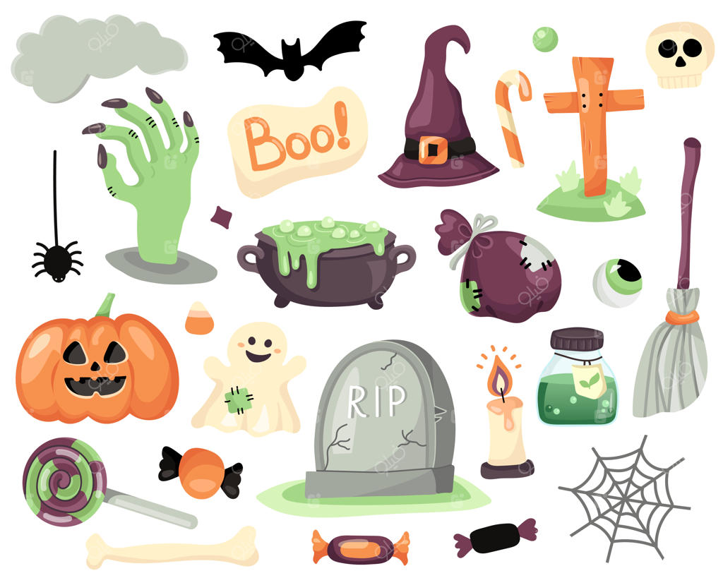 مجموعه‌ای از عناصر جادویی هالووین