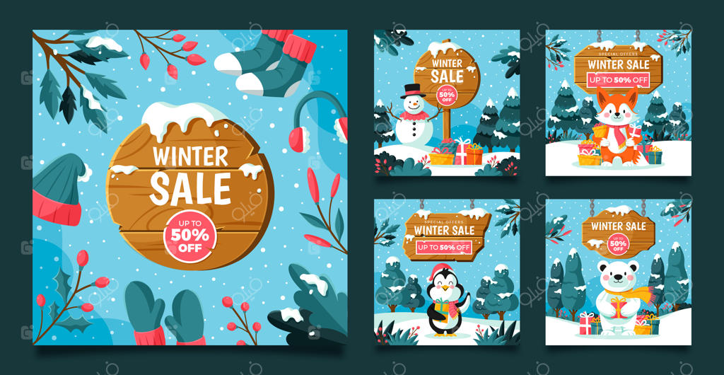 مجموعه پست‌های اینستاگرام برای حراج فصل زمستان