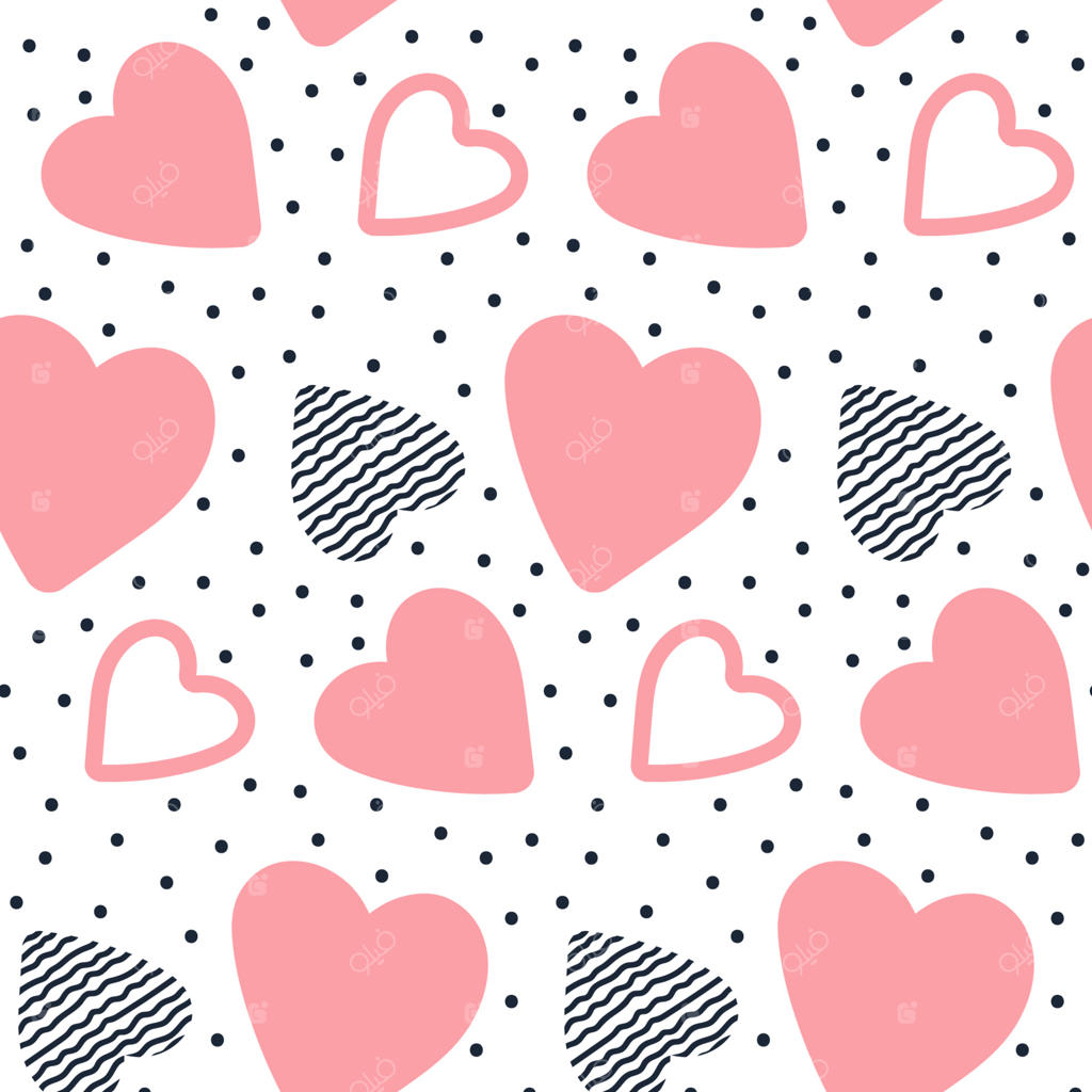 پترن یکپارچه وکتور با قلب‌های دستی. قلب‌های شیرین. قلب‌ها با طرح‌های شلوغ و نقوش نقطه‌ای. پس‌زمینه‌ای برای روز ولنتاین. تصویر برداری.