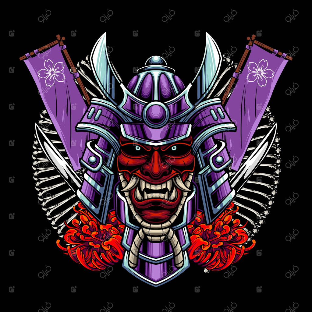 طرح وکتور از سامورایی رونین ژاپنی