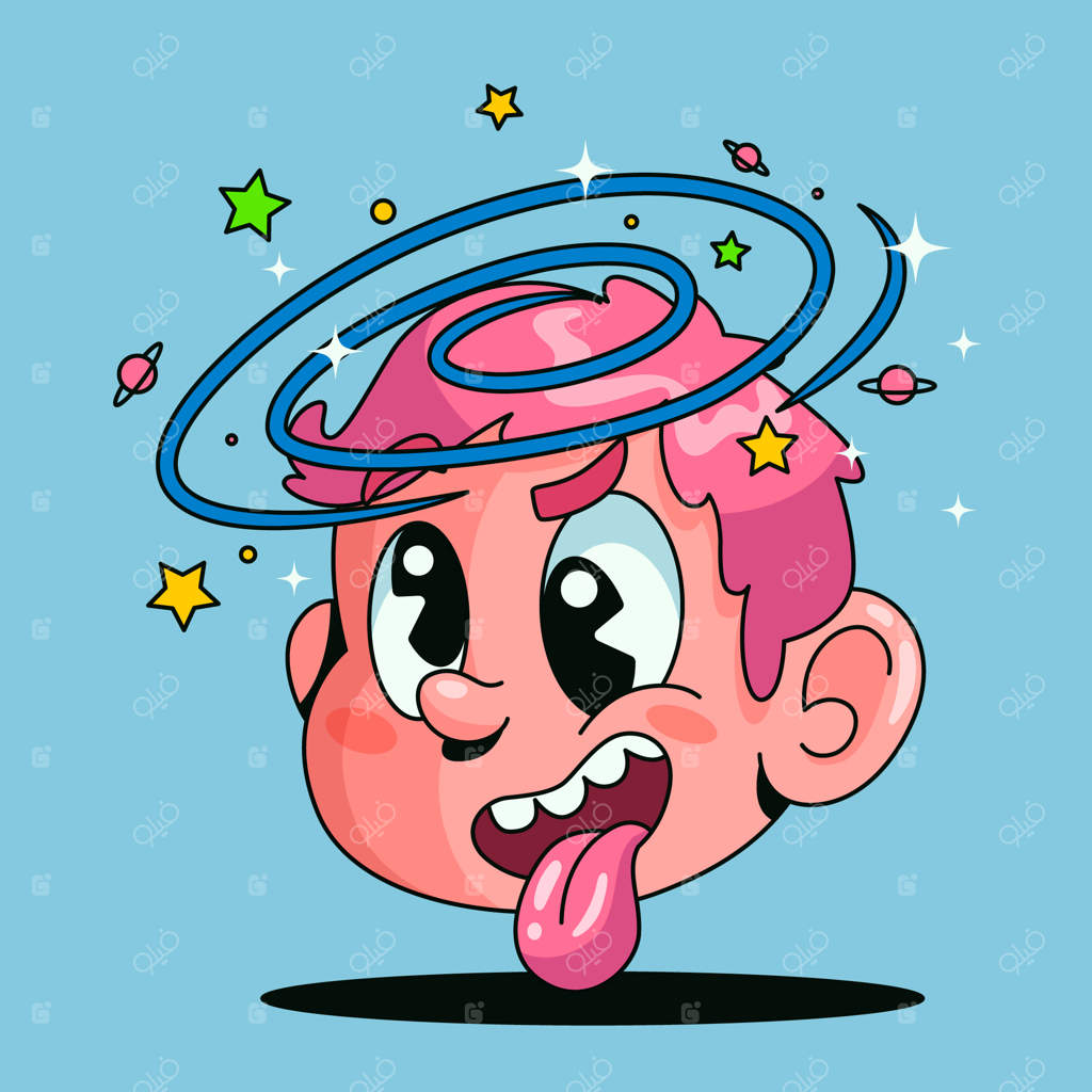 تصویر کارتونی دستی با چشمان چپ شده