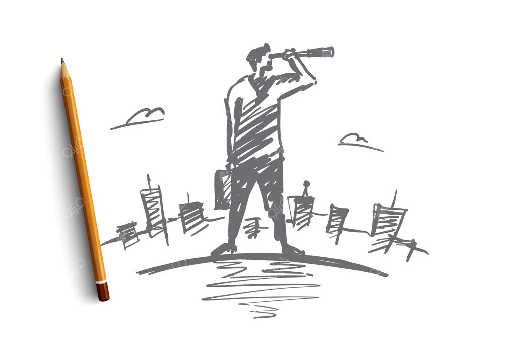 طرح دستی مفهوم جستجو با مداد روی آن