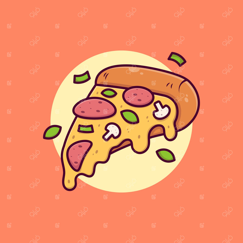 وکتور کارتونی اسلایس پیتزای معلق