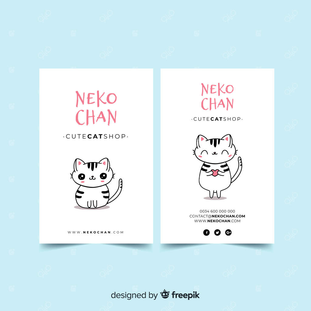 قالب کارت ویزیت شخصیت کاوایی دستی طراحی شده