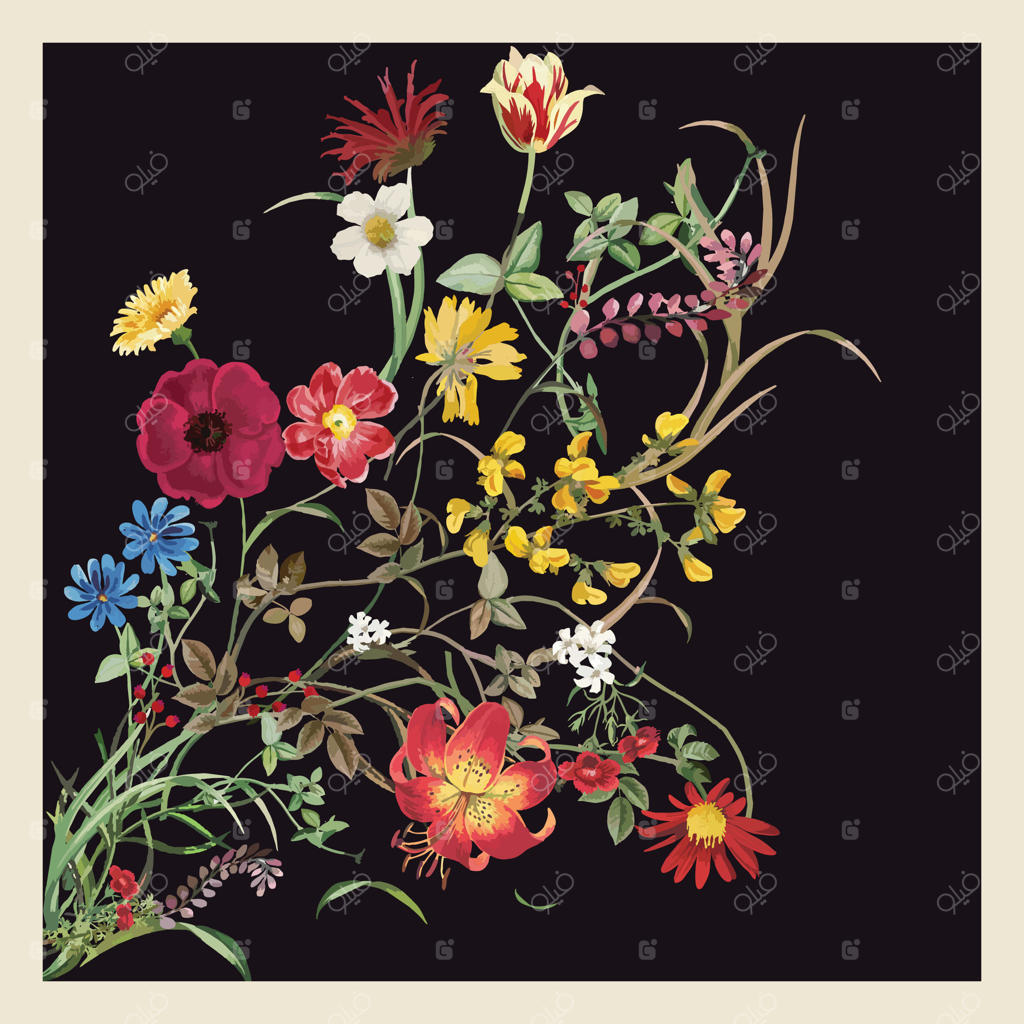 شال باغ گل زیبا و رنگارنگ