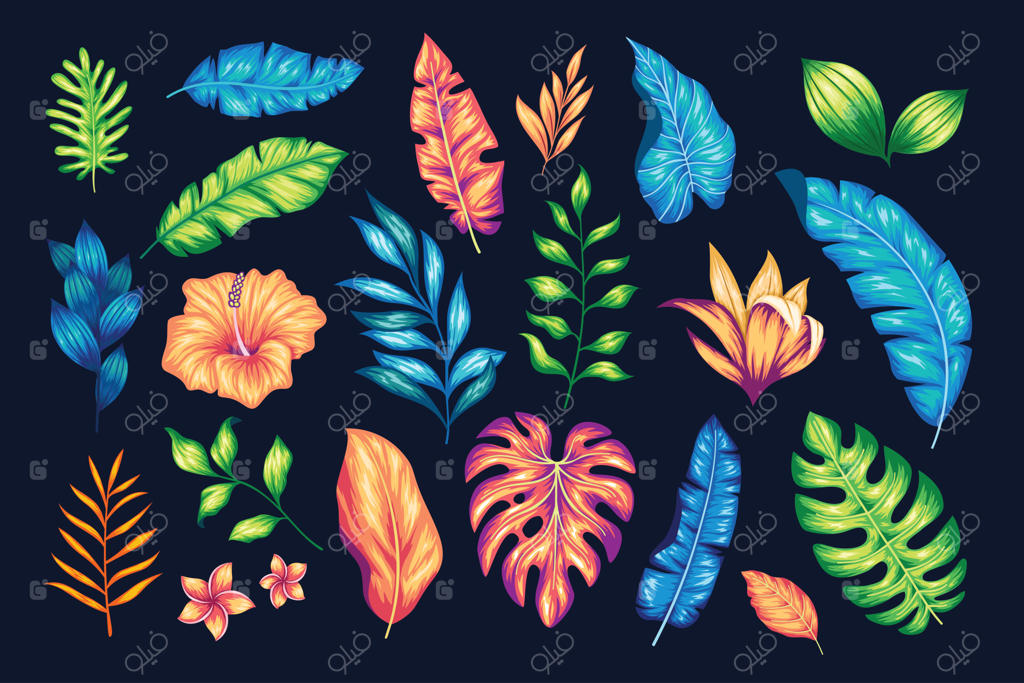 مجموعه زیبا وینتیج گل‌های دست‌کشیده