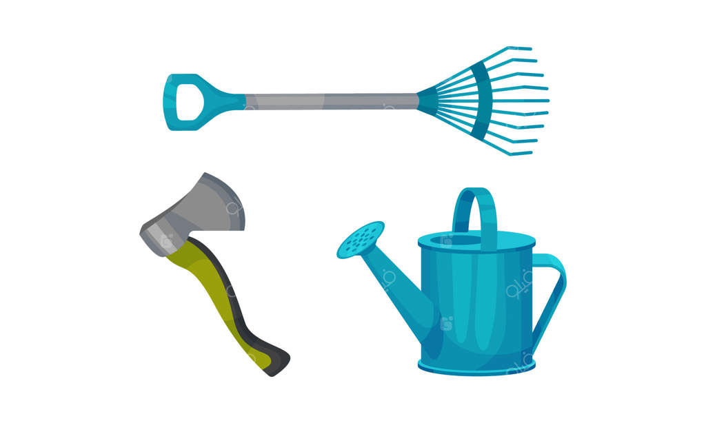 بیل یا شن کش و آبپاش به عنوان مجموعه ابزار و تجهیزات باغبانی