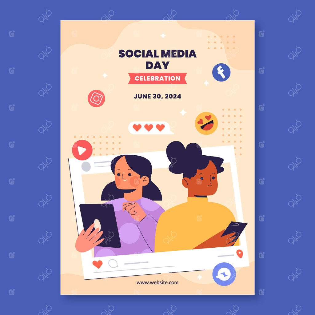 قالب پوستر عمودی برای جشن روز رسانه‌های اجتماعی