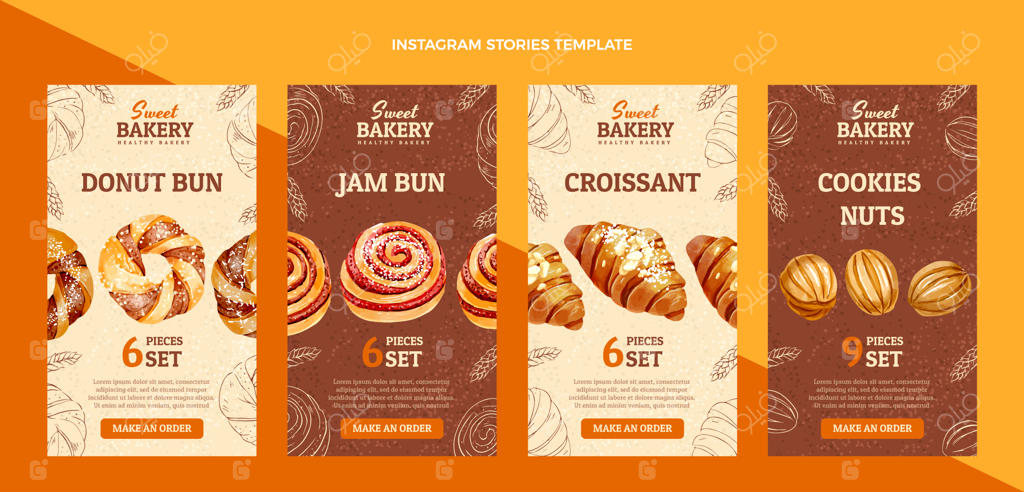 داستان‌های اینستاگرام غذا با آبرنگ