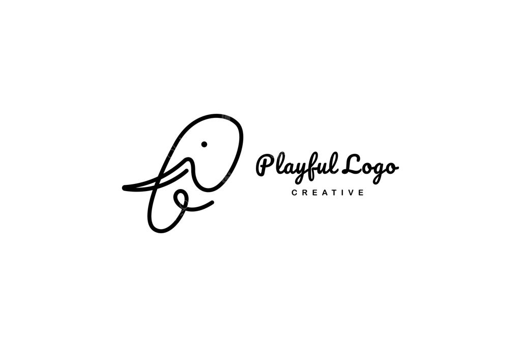 لوگوی سر فیل بامزه با سبک طراحی خط پیوسته