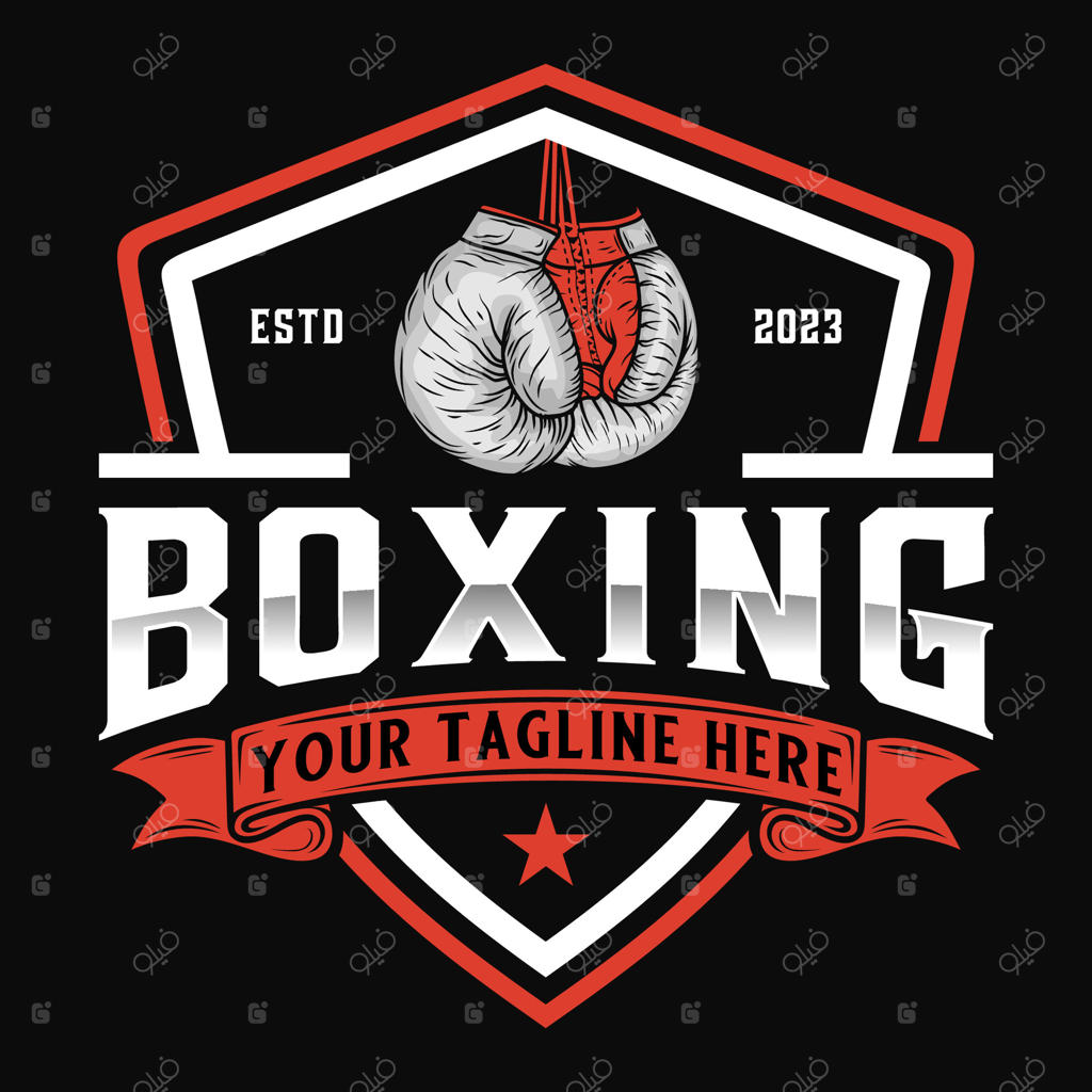 طراحی لوگوی بوکس: آیکون دستکش بوکس، به سبک وینتیج برای مشت‌زن