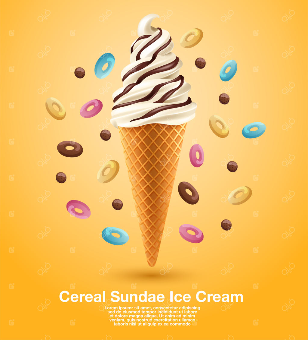 ساندی بستنی نرم همراه با غلات