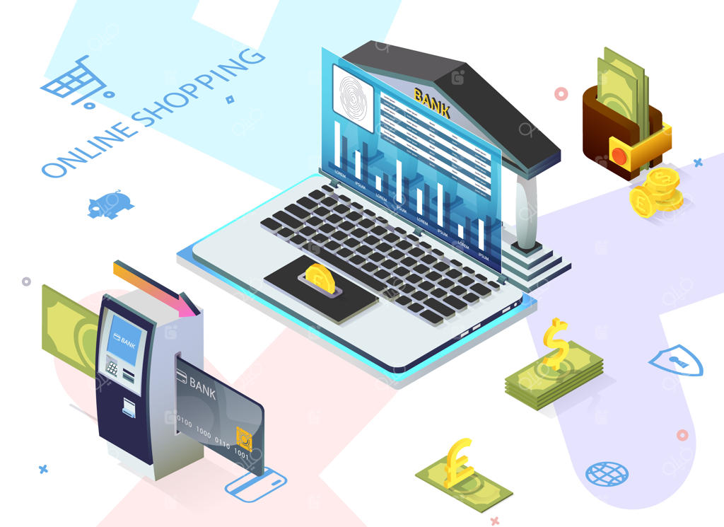تراکت تبلیغاتی برای خرید آنلاین و بانکداری.
