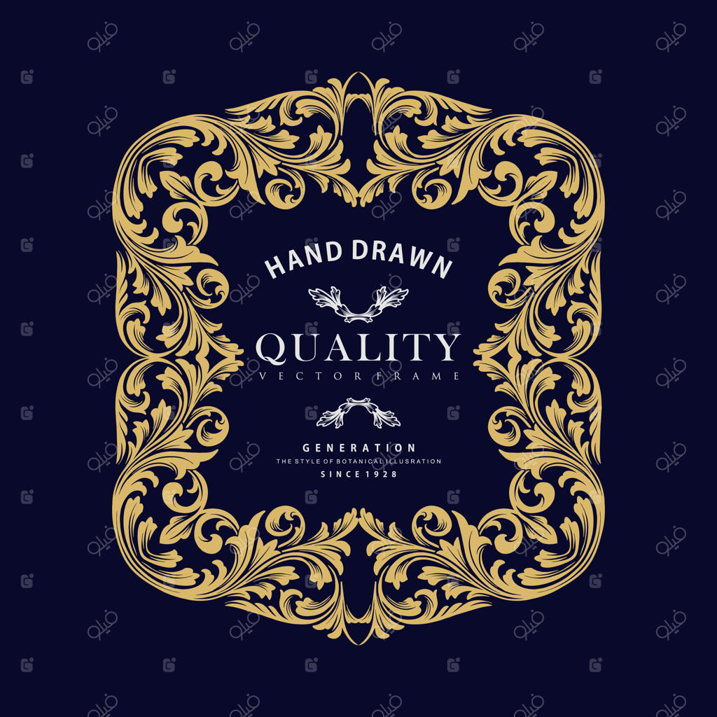 وکتور قاب لوکس با تزیینات طلایی
