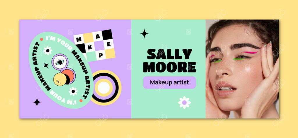 قالب کاور شبکه‌های اجتماعی هنرمند آرایش ساده