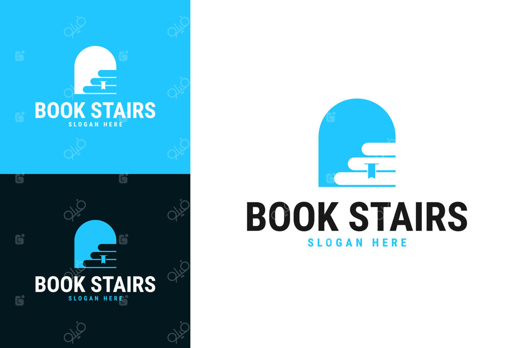 پله‌های کتاب برای طراحی لوگوی اپلیکیشن آموزشی - نماد و تصویرسازی