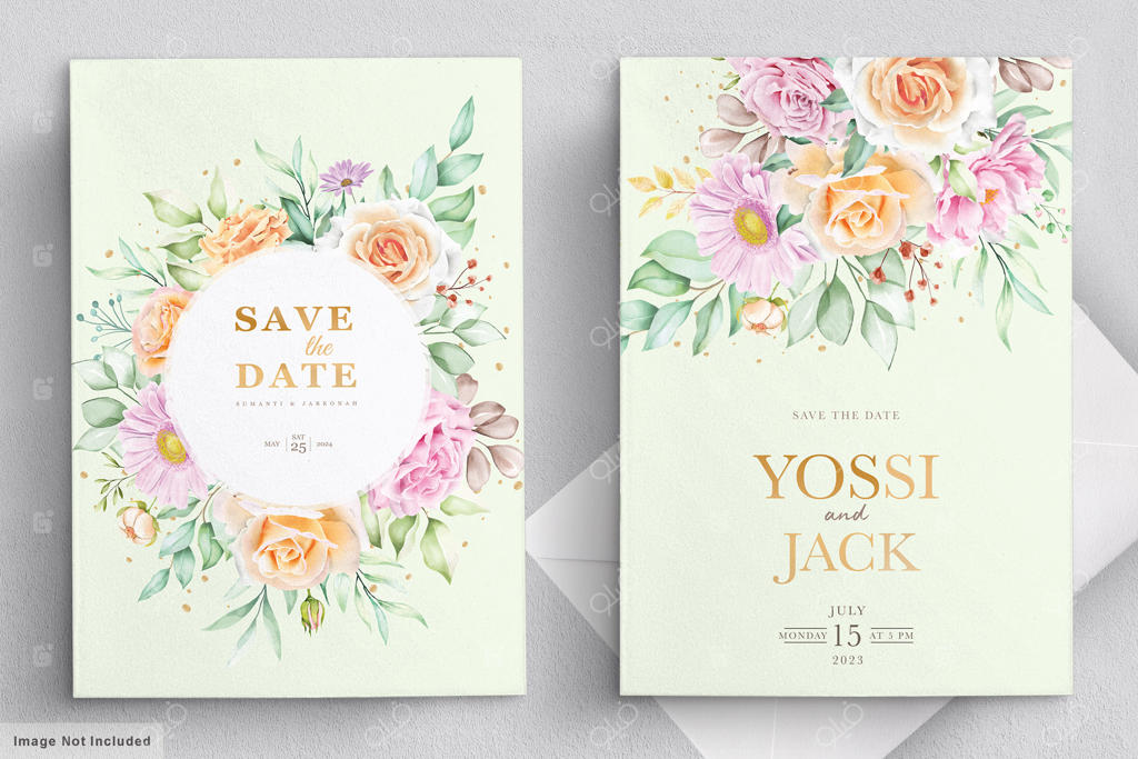 کارت دعوت عروسی با طراحی گل‌های زیبا