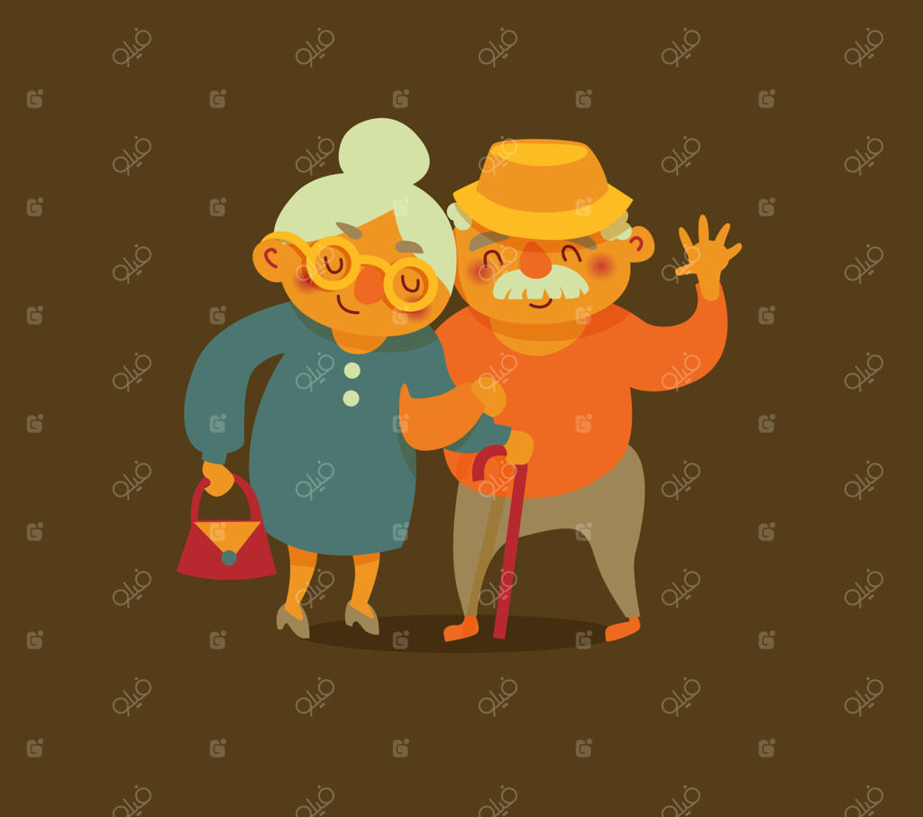 پدربزرگ و مادربزرگ سالمند و دوست‌داشتنی