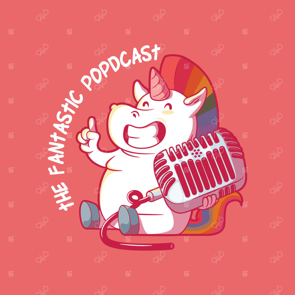 تصویر برداری شخصیت یونیکورن با میکروفون قدیمی: مفهوم طراحی پادکست و برند.