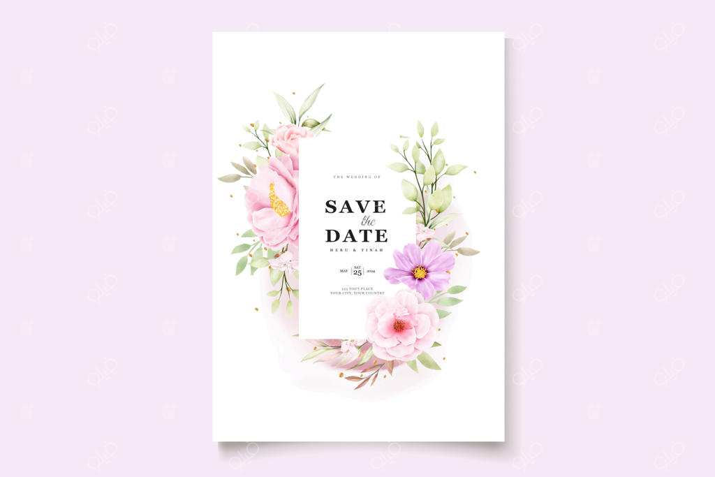 کارت دعوت عروسی با طرح گل داوودی