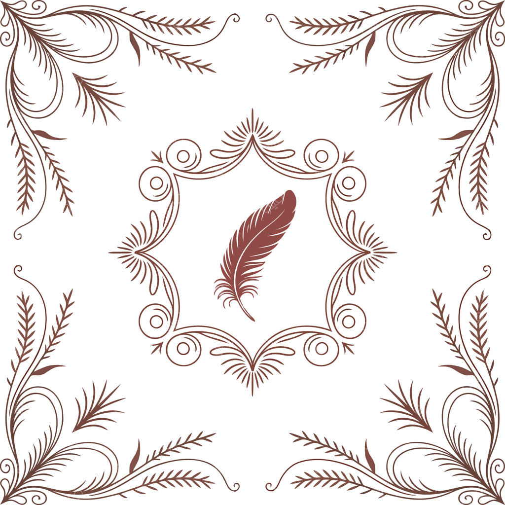 طرح پر با قاب‌بندی تزئینی و عناصر گوشه‌ای زیبا، روی پس‌زمینه سفید