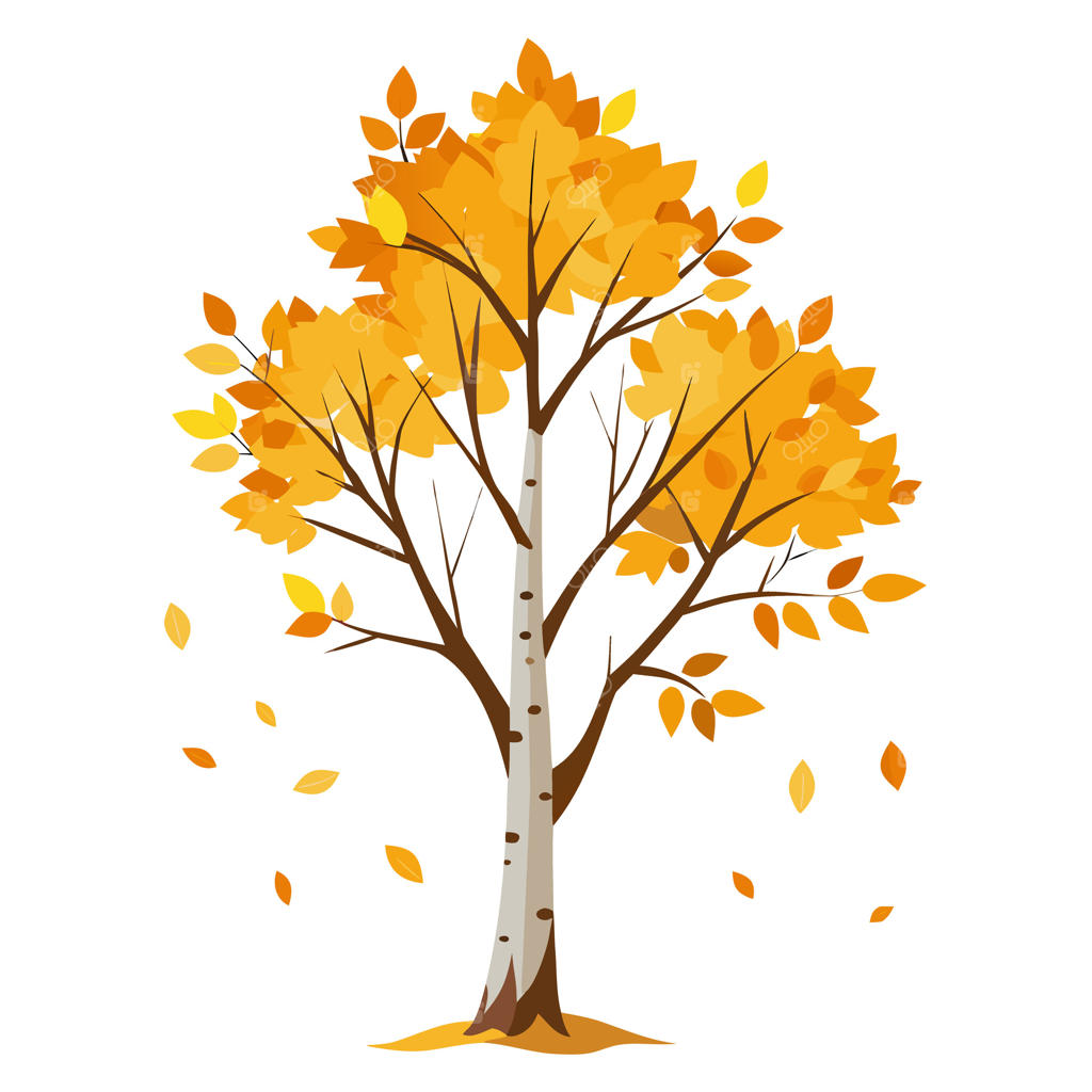 درخت غان پاییزی با شاخه‌های فراوان و برگ‌های زرد.