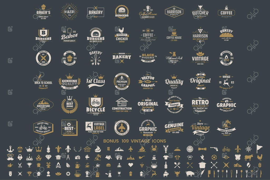 لوگوی وکتور کلاسیک و رترو برای بنر