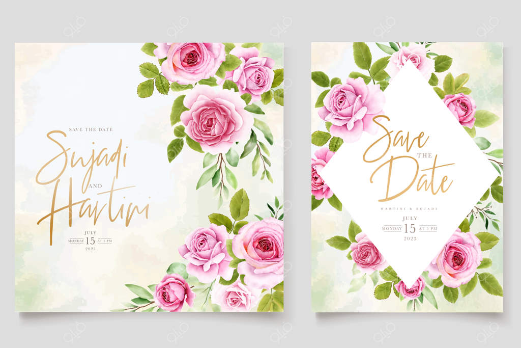 قالب کارت دعوت با طرح گل‌های زیبا