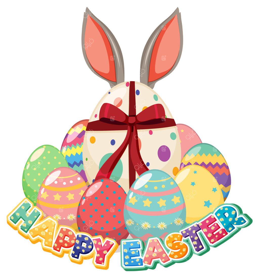 طراحی شاد عید پاک با خرگوش و تخم‌مرغ‌ها